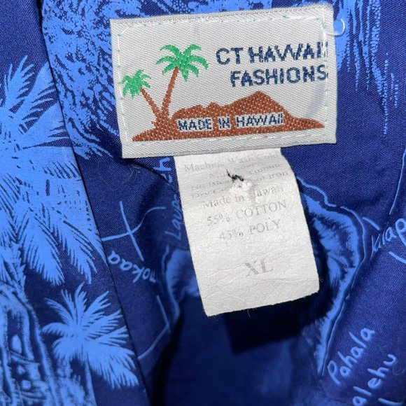 CT Hawaii Fashions Blue Vintage Island King Kamehameha Vacation Shirt XL - Picture 9 of 10